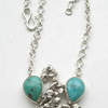 turquoise blue stone silver flower necklace